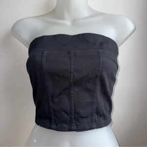 Vintage Dead stock Y2K Express world brand stretch cropped black corset top NWT